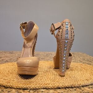 Studded Nude Platform Heels